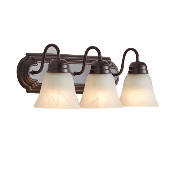Mainstays 20in Classic LED Bathroom Vanity Light, 3 Alabaster Shades E26 Base, A19 Bulb Included