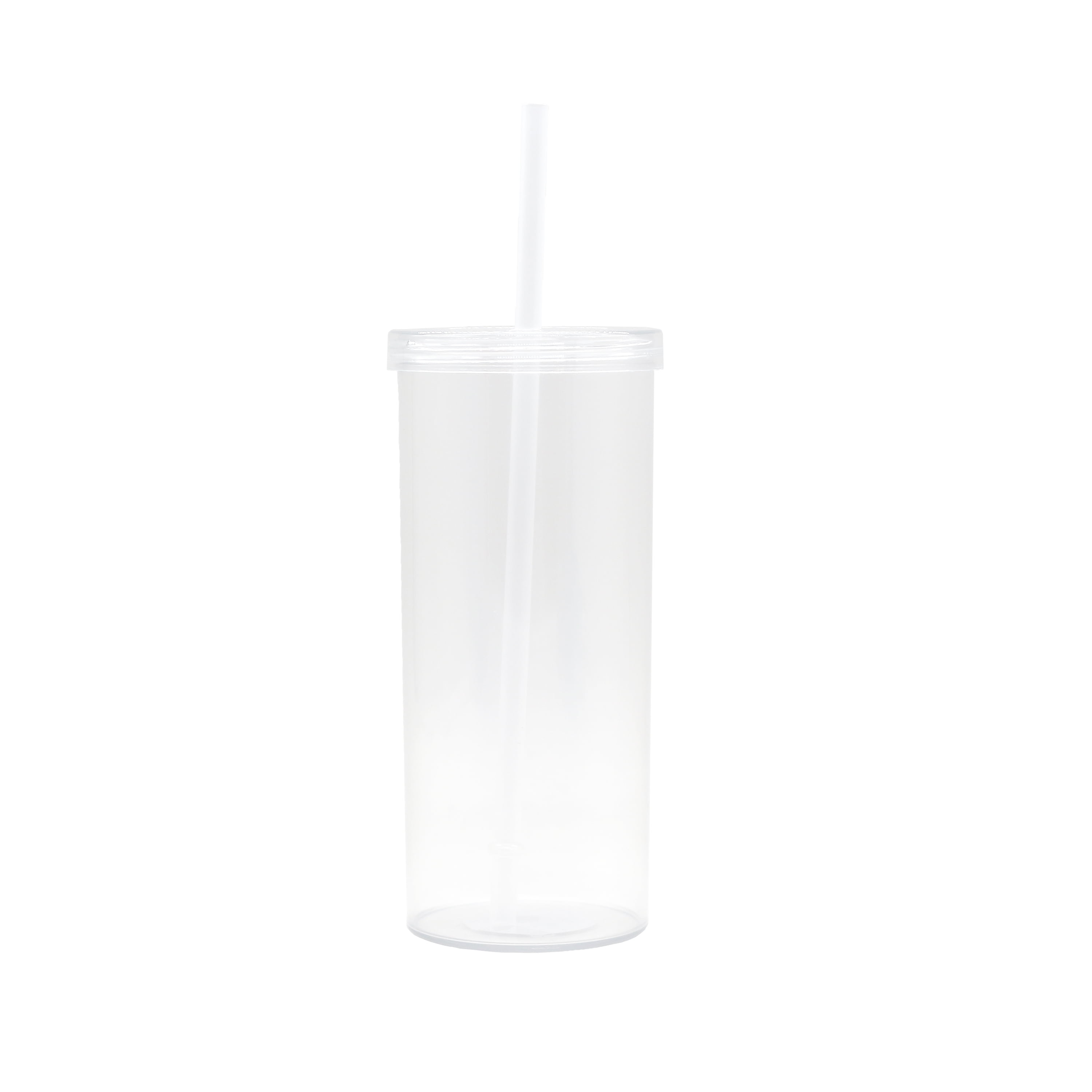 Mainstays 20oz Plastic Tumbler with Screw Top Lid and Straw, Clear ...