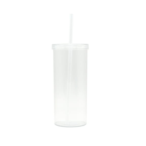 20-ounce Clear Plastic Tumbler with Screw Top Lid and Straw, by Mainstays