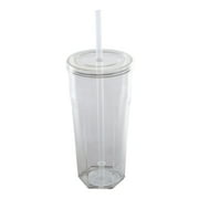 Mainstays 20oz Plastic Tumbler with Screw Top Lid and Straw, Clear