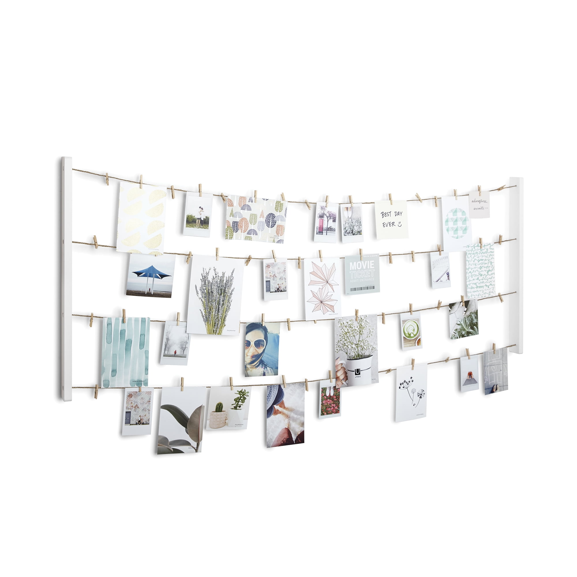 Mainstays 20x50 60-Piece White Clothesline Clip Collage Picture Frame