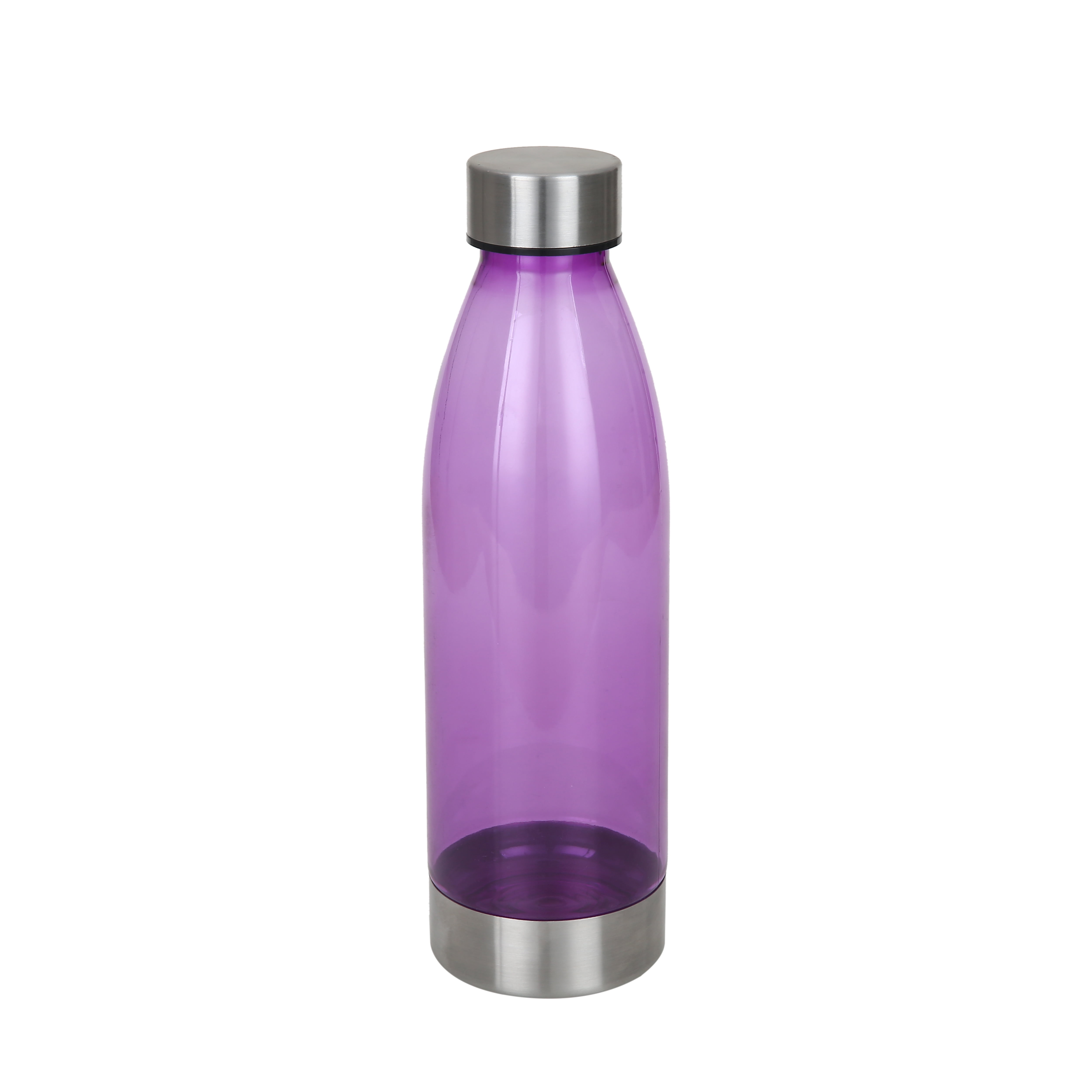 Mainstays 22 oz Blue and Silver Plastic Water Bottle with Screw Cap 