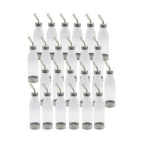 Mainstays 22 oz Clear and Silver Solid Print Plastic Water Bottles with Screw Cap (24 Pieces)