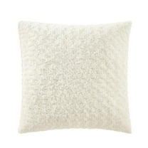 Mainstays 22" x 22" Rosette Faux Fur Decorative Pillow for Adults, Vanilla Dream