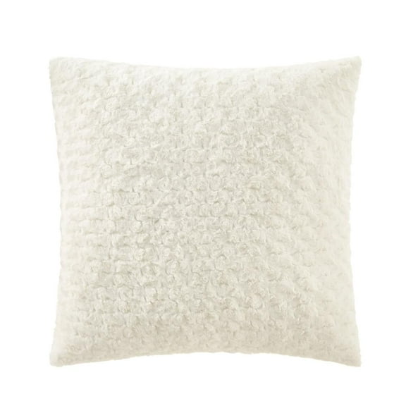 Mainstays 22" x 22" Rosette Faux Fur Decorative Pillow for Adults, Vanilla Dream