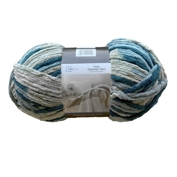 Mainstays 220 yd Super Bulky Cozy Chenille Yarn, Multi Teal, 100% Polyester, 10.5oz