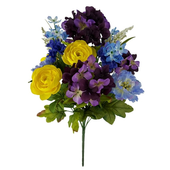Mainstays 23.25" Artificial Flower Bouquet, Delphinium Mixed, Blue Color. Indoor Use