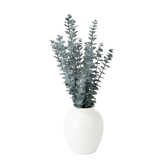 Mainstays 23 in Artificial Eucalyptus Arrangement in White Ceramic Vase