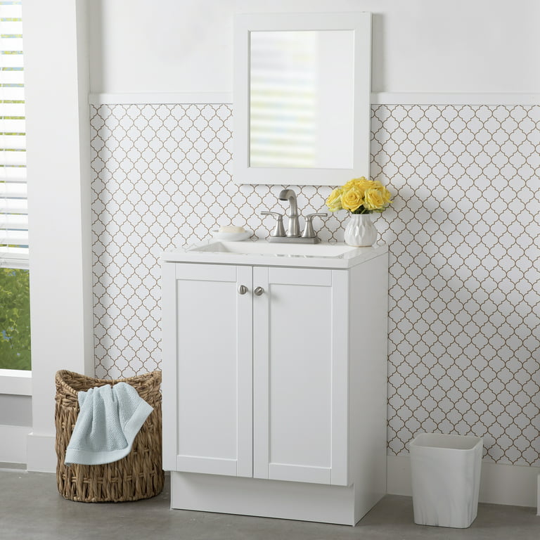 Mainstays 24 Bathroom Vanity With Top And Mirror White Com