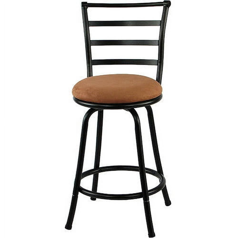 Mainstays 24" Black Ladder Back Swivel Bar Stool, Tan Microfiber