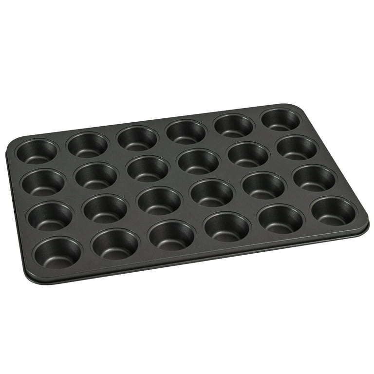 Mainstays Mini Muffin Pan 24 Cavity Bakeware Gray Carbon Steel