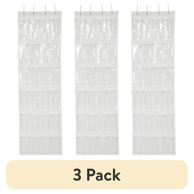 (3 pack) Mainstays 24 Pocket over the Door Non Woven Closet Shoe