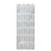 Mainstays 24 Pocket Clear Over the Door Non Woven Closet Shoe Organizer Shelf - Arctic White