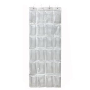 Mainstays 24 Pocket Clear Over the Door Non Woven Closet Shoe Organizer Shelf - Arctic White
