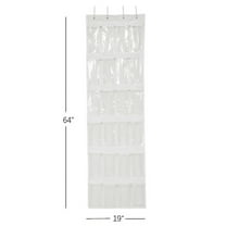 Mainstays 24 Pocket over the Door Non Woven Closet Shoe Organizer, Arctic White, Adult and Kids
