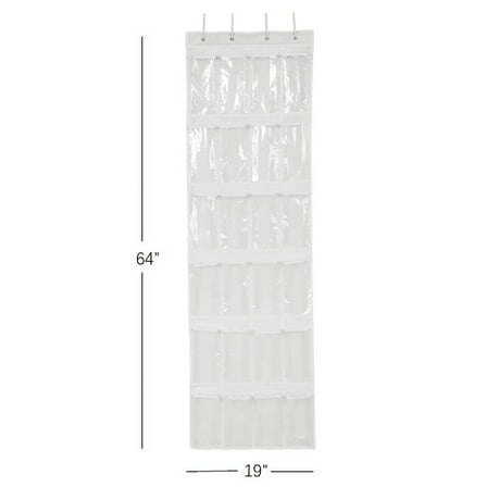 Mainstays 24 Pocket Clear Over the Door Non Woven Closet Shoe Organizer Shelf - Arctic White