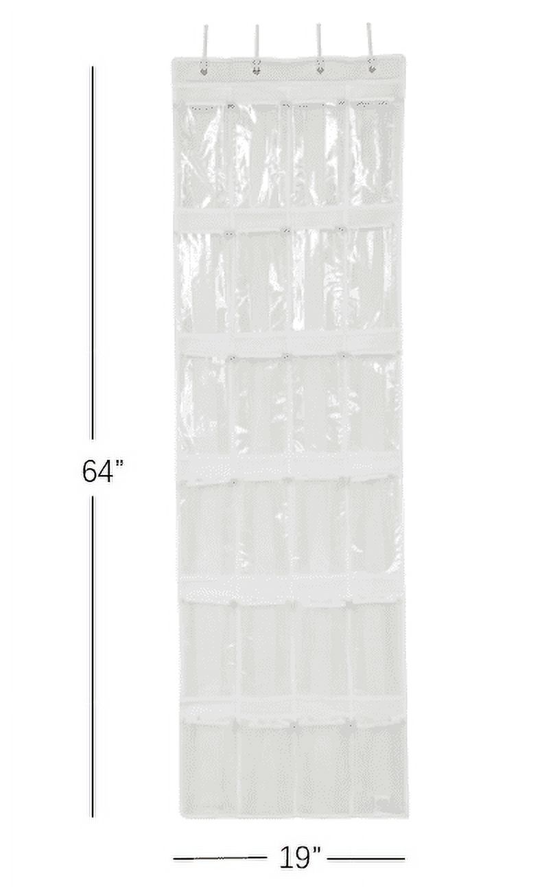 Mainstays 24 Pocket over the Door Non Woven Closet Shoe Organizer, Arctic White, Adult and Kids - image 1 of 8