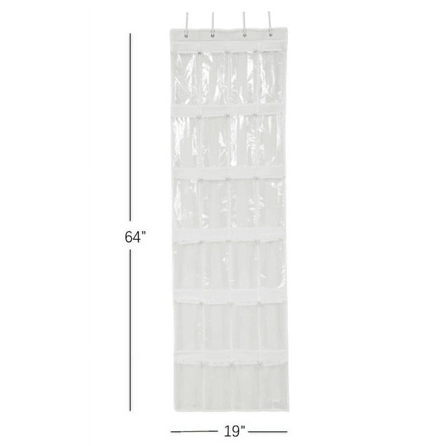 Mainstays 24 Pocket over the Door Non Woven Closet Shoe Organizer, Arctic White, Adult and Kids