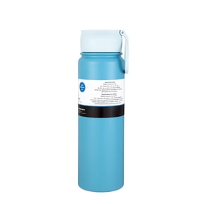 Mainstays 24 oz Blue Stainless Steel Double Wall Water Bottle, Straw Lid