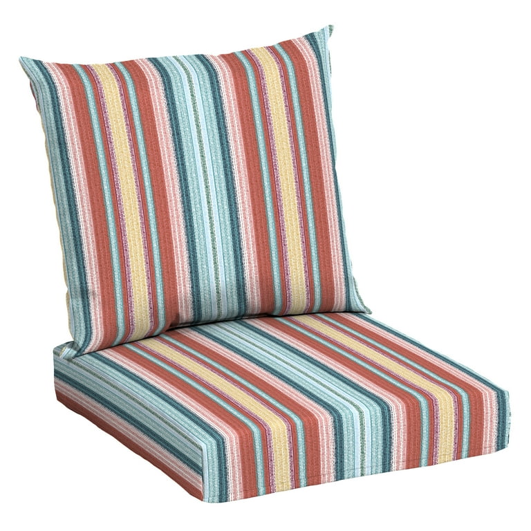 Allen Roth Stripe Blue High Back Patio Chair Cushion In The