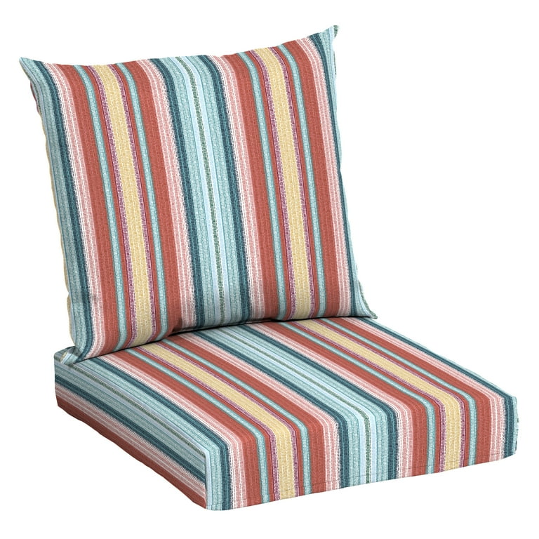 Mainstays 24 x 22.7 Multi color Stripe Deep Seat Outdoor Cushion Set Walmart