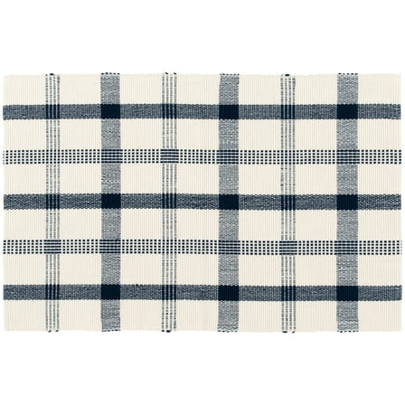 Mainstays Blue Plaid Outdoor Layering Rug, 24"x36"