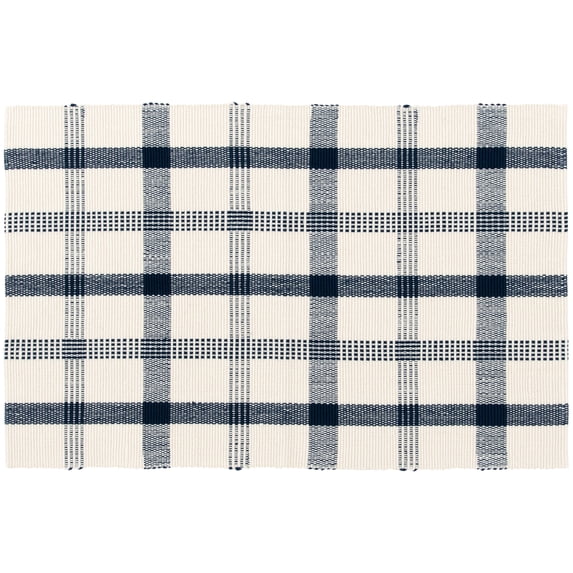 Mainstays Blue Plaid Outdoor Layering Rug, 24 in x 36 in