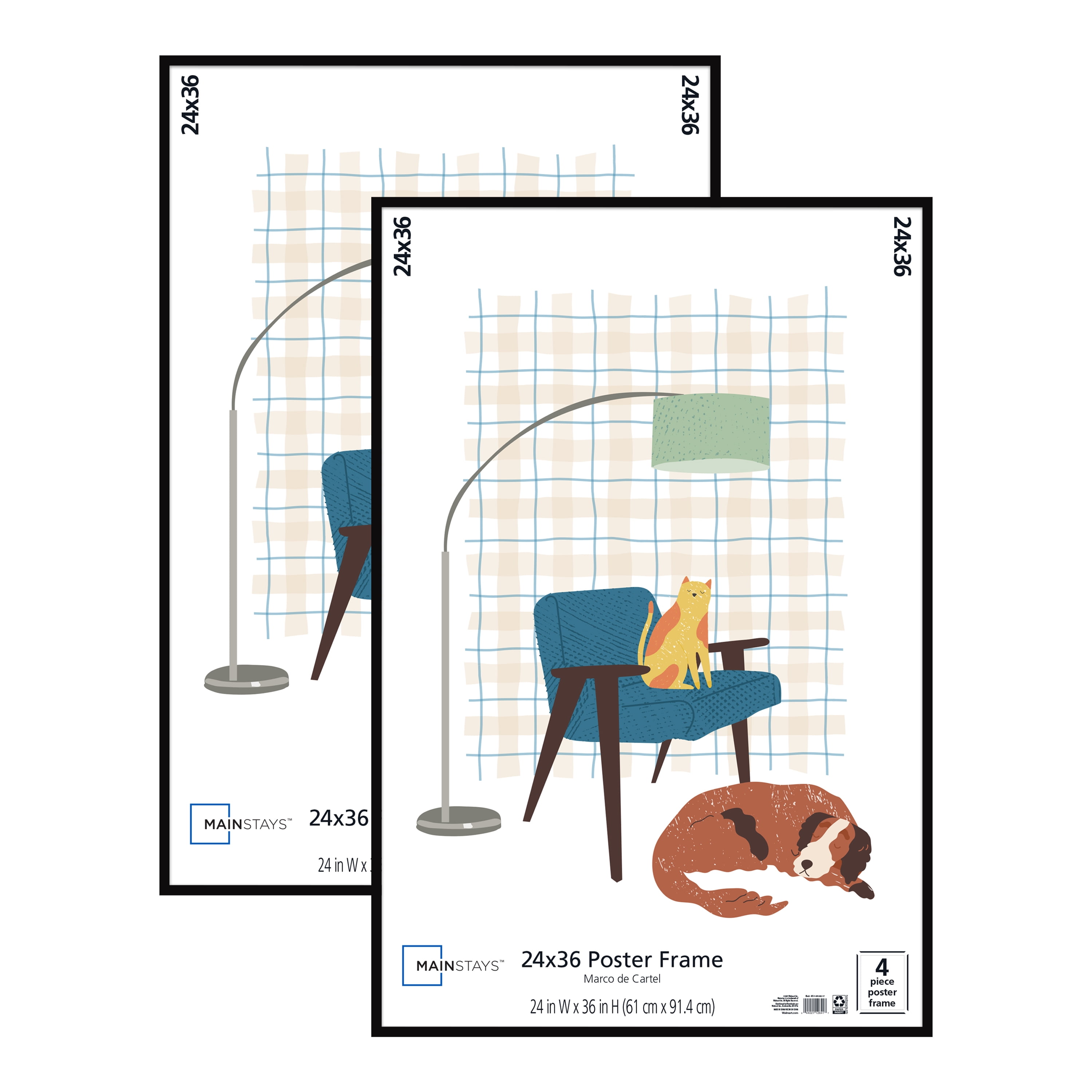 Mainstays 24x36 Basic Wall Picture Frames, Black, Set of 2