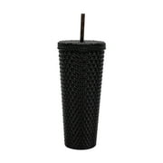 Mainstays 26-Ounce Capacity Plastic Double Wall Insulated Iridescent Textured Tumbler with Straw, Black