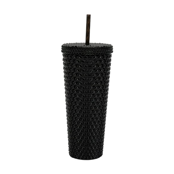 Mainstays 26-Ounce Capacity Plastic Double Wall Insulated Iridescent Textured Tumbler with Straw, Black