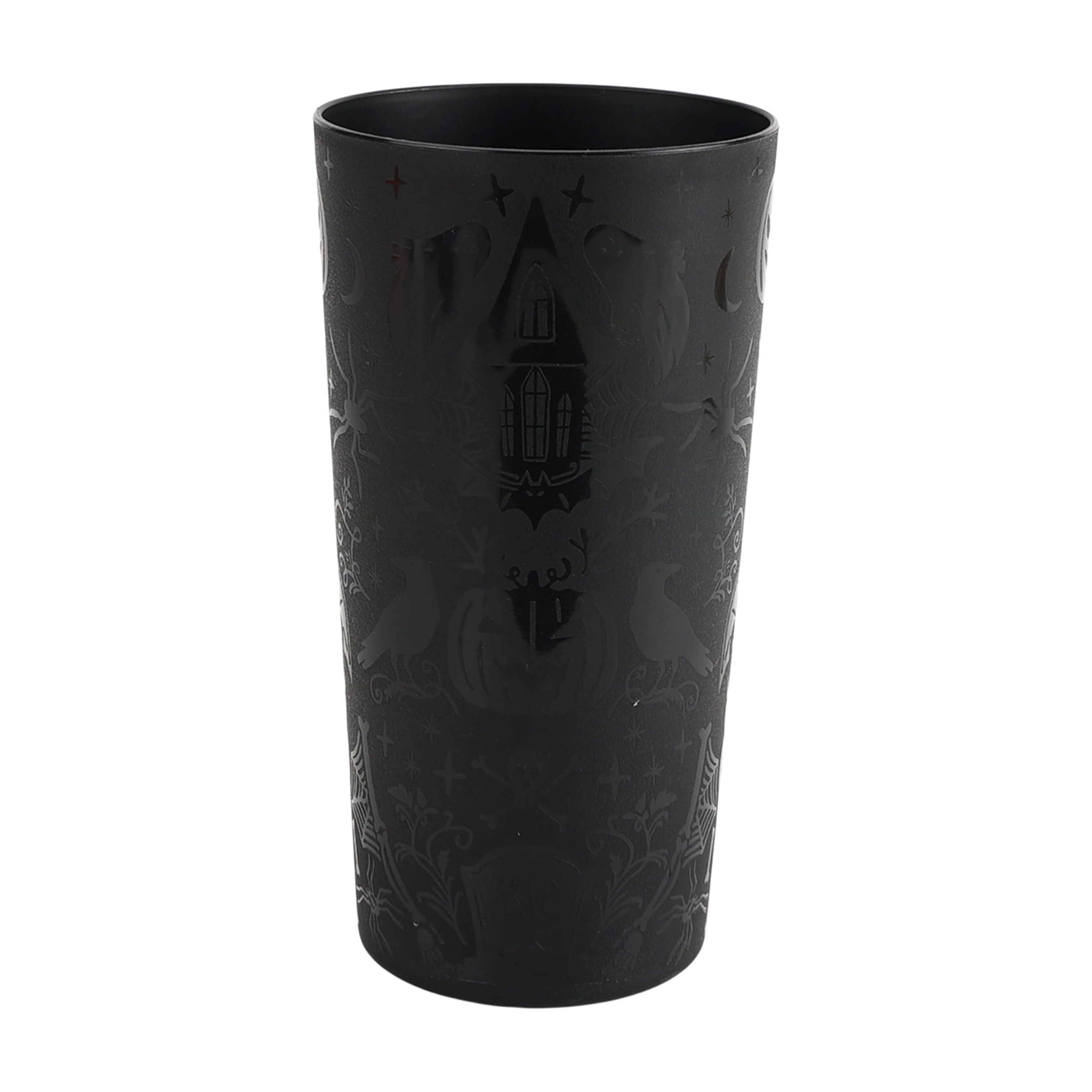 Mainstays 26 Ounce Round Plastic Etched Halloween Tumbler, Black
