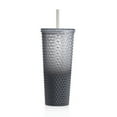 thumbnail image 1 of Mainstays 26 fl oz Ombre Black Reusable Plastic Textured Tumbler, Double-Walled, 1 of 6