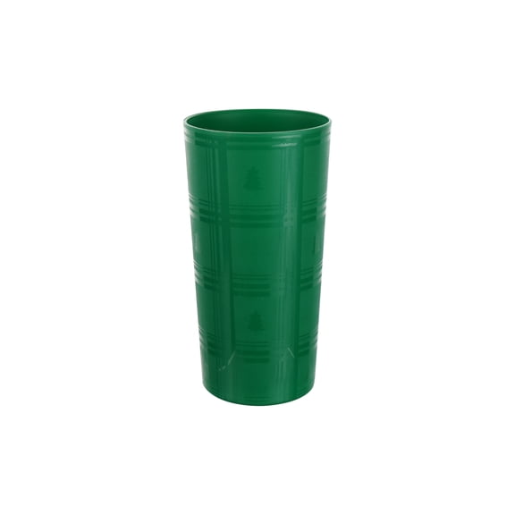 Mainstays 26 oz Plastic Tumbler, Etched Plaid Tree, Green