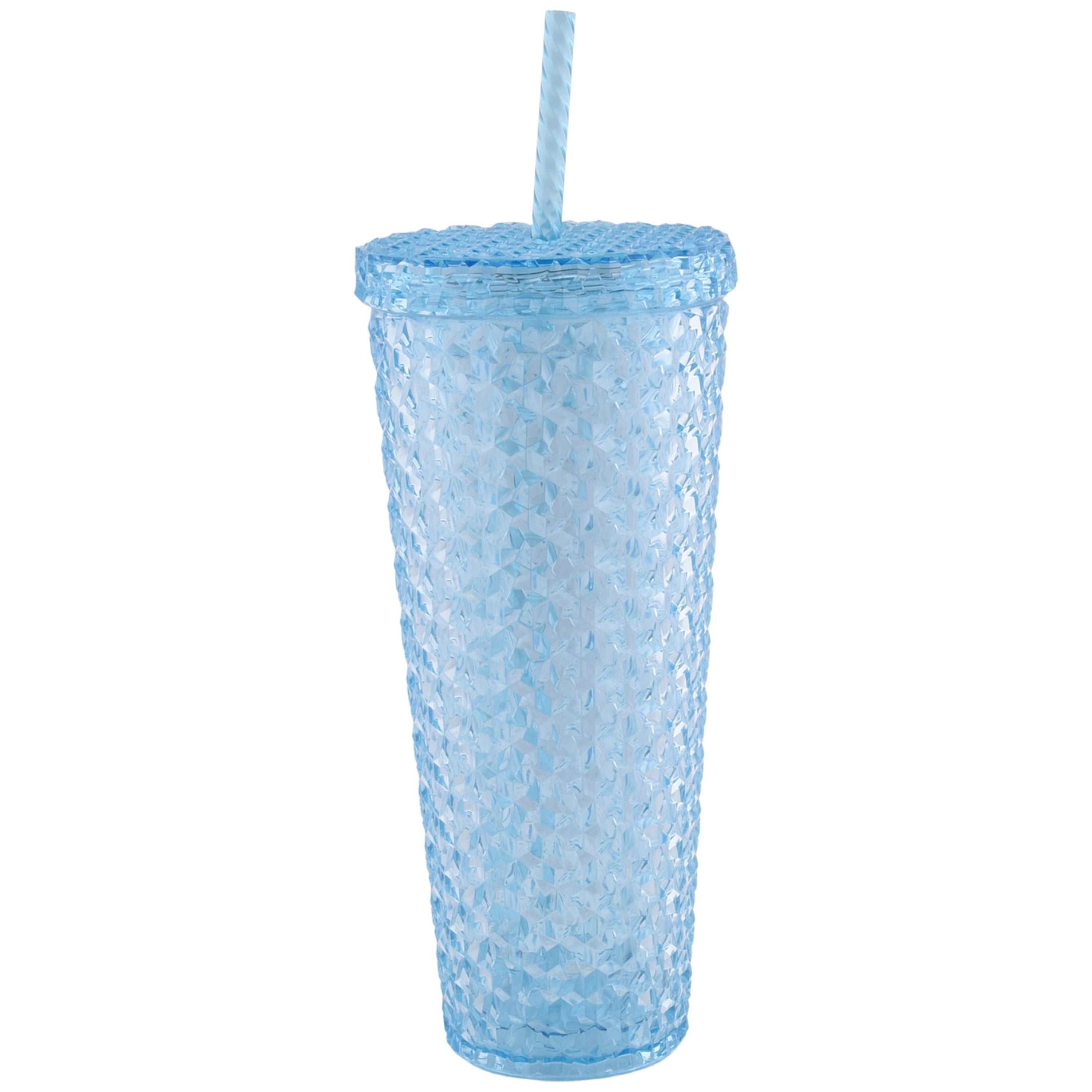 Holiday Time 26 oz Teal Plastic Tumbler, 4 Pack
