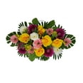 thumbnail image 1 of Mainstays 27.5in Outdoor Artificial Floral Headstone Saddle, Poppy & Rose Flowers, Yellow and Pink., 1 of 8