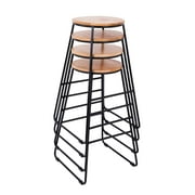Mainstays 28"H Backless Stool Black Metal Base with Natural Wood Seat - Set of 4, Kitchen