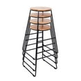 Mainstays 28"H Backless Stool Black Metal Base with Natural Wood Seat