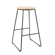 Mainstays 28"H Backless Stool Black Metal Base with Natural Wood Seat