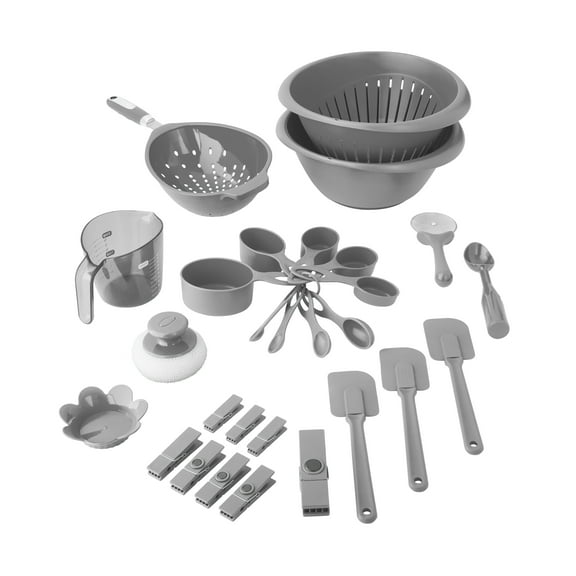 Mainstays 28-Piece Complete Kitchen Gadget Bundle, Gray