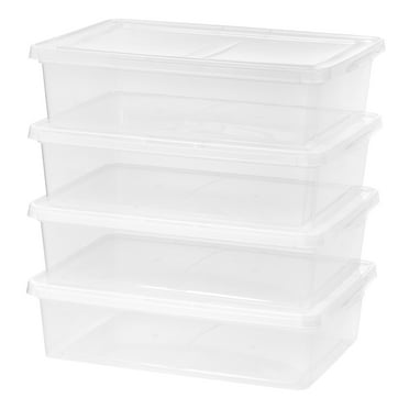 Mainstays 28 Qt. Underbed Plastic Storage Bins with Lids, Storage Containers, 4Pk