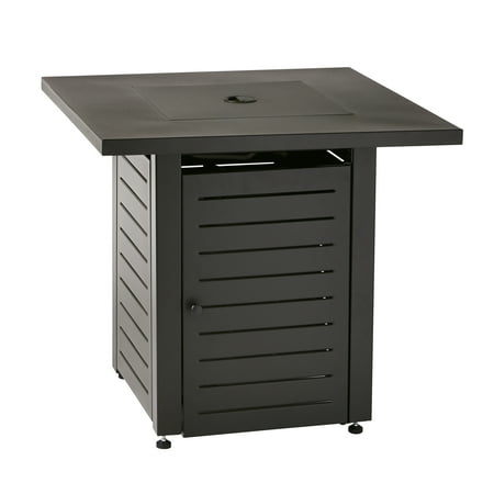 Mainstays 28" Square 50000 BTU Propane Gas Fire Pit Table with Lava Rocks, Metal Lid and Protective Cover