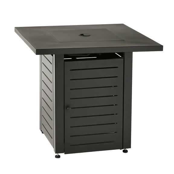 Mainstays 28" Square 50000 BTU Propane Gas Fire Pit Table with Lava Rocks, Metal Lid and Protective Cover