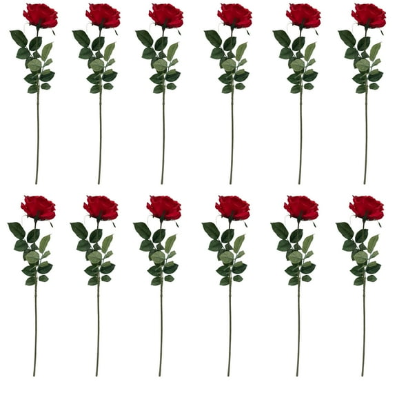 Mainstays 29 in Artificial Blooming Red Rose Indoor Stem Set of 12
