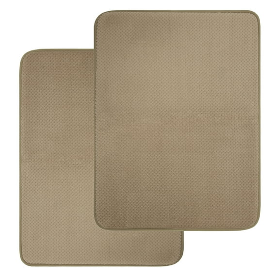 Mainstays 2pk. Foam Bath Solid Bath Rug, Vallejo Tan, 17" x 23.5"