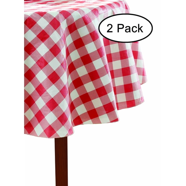 Mainstays 2pk Red Check 70" Round Vinyl Tablecloths