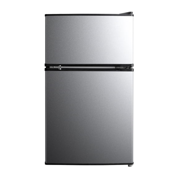 Mainstays 3.2 Cu. Ft. 2-Door Refrigerator with Freezer, Stainless Steel Look