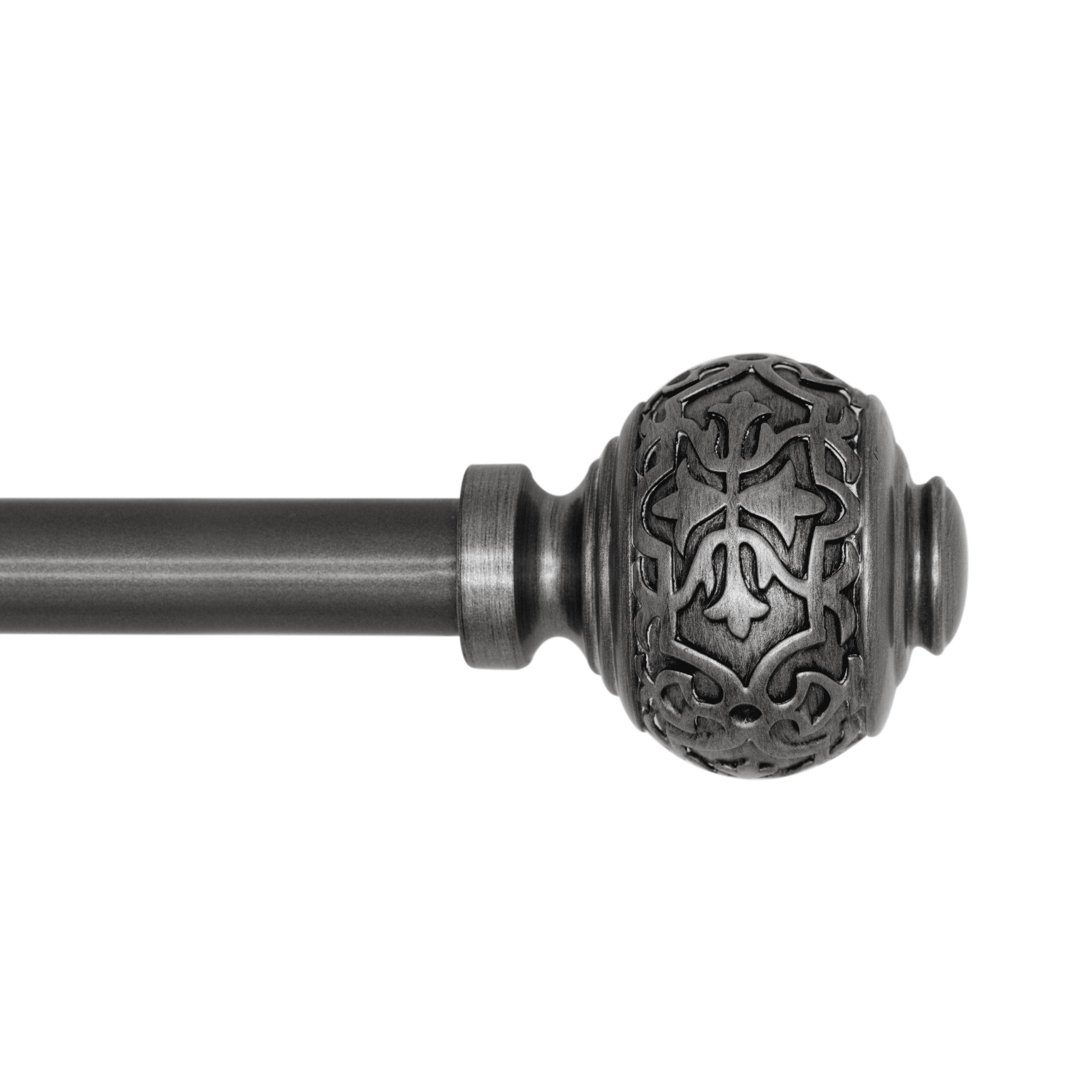 Mainstays Kennley 3/4 in Adjustable Single Curtain Rod Set, Aged Silver, 30-84 in