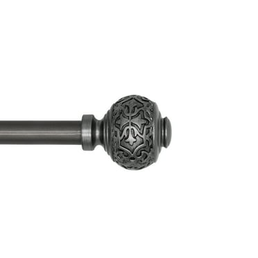 Mainstays 3/4" Aged Silver Kennley Knob Adjustable Single Curtain Rod Set, 30-84"