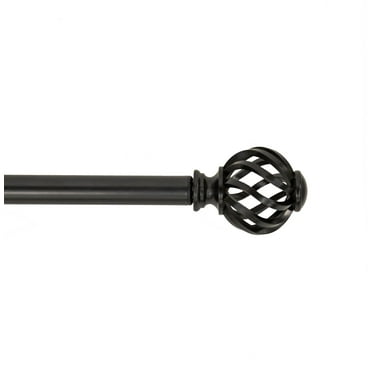Mainstays 3/4" Black Twist Cage Single Curtain Rod, 30-84", Black