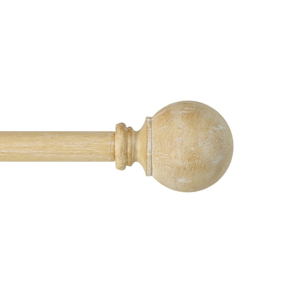 Mainstays 3/4" Faux Wood Ball Single Curtain Rod Set 30-84 in, Wood Tone